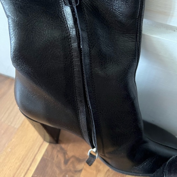 Zara fold over leather fleece lined knee high boots size 6.5 NWT, winter, heeled - Picture 4 of 10